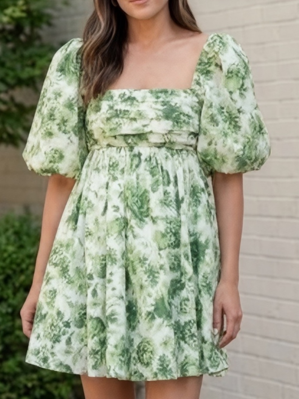 Abercrombie & Fitch White Dress with Green Floral Print